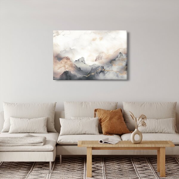 Slika - Planinska apstrakcija s mramornom teksturom (90x60 cm)