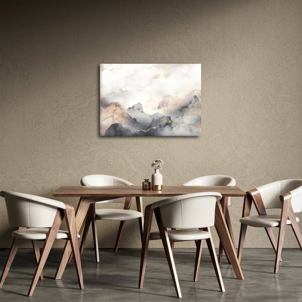 Slika - Planinska apstrakcija s mramornom teksturom (70x50 cm)
