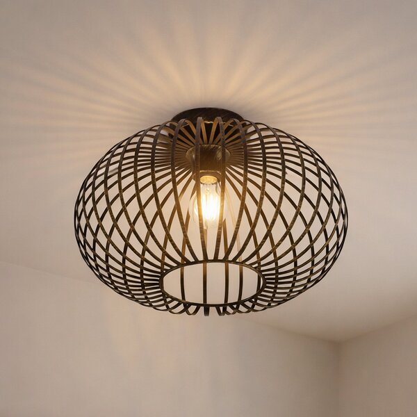 Lindby Rosalea stropna lampa, boje mesinga, metal, 40 cm, E27, prigušiva, Crno, Dnevni boravak/blagovaonica, Metal