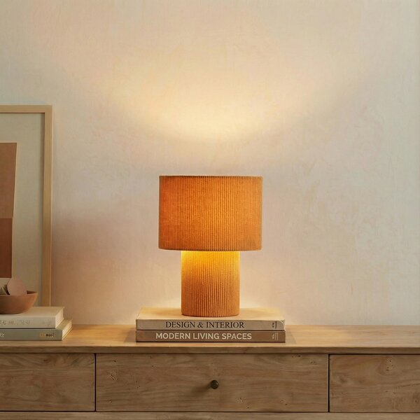 Lindby stolna lampa Jone, svijetlosmeđa, tekstil, visina 30 cm, E27, Smeđa / hrđa, Dnevni boravak/blagovaonica, Tkanina / tekstil