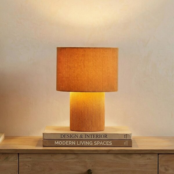Lindby stolna lampa Jone, svijetlosmeđa, tekstil, visina 30 cm, E27, Smeđa / hrđa, Dnevni boravak/blagovaonica, Tkanina / tekstil