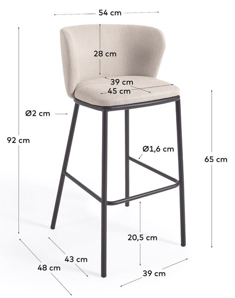Bež barska stolica (visine sjedala 65 cm) Ciselia – Kave Home
