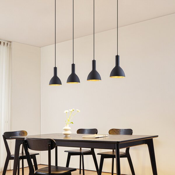 Arcchio Cosmina viseća lampa, 4 žarulje, duljina 120 cm, crna, prigušiva, Crno, Kuhinja, Metal
