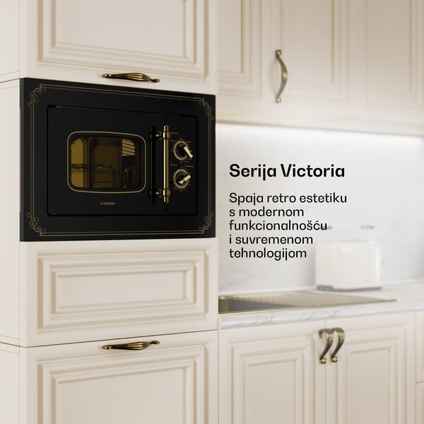 Klarstein Victoria 20, ugradbena mikrovalna pećnica, 20 l, 800 W, roštilj: 1000 W, crna
