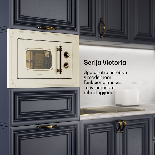 Klarstein Victoria 20, ugradbena mikrovalna pećnica, 20 l, 800 W, roštilj: 1000 W, bjelokost
