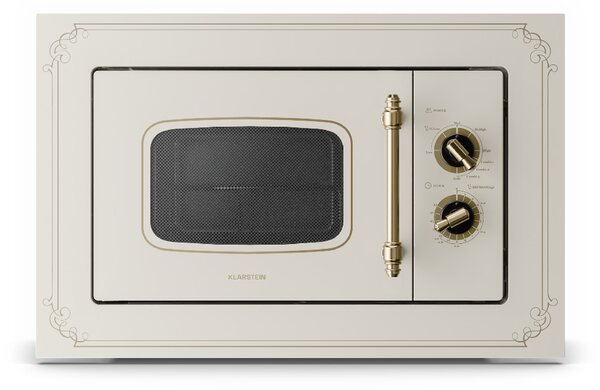 Klarstein Victoria 20, ugradbena mikrovalna pećnica, 20 l, 800 W, roštilj: 1000 W, bjelokost