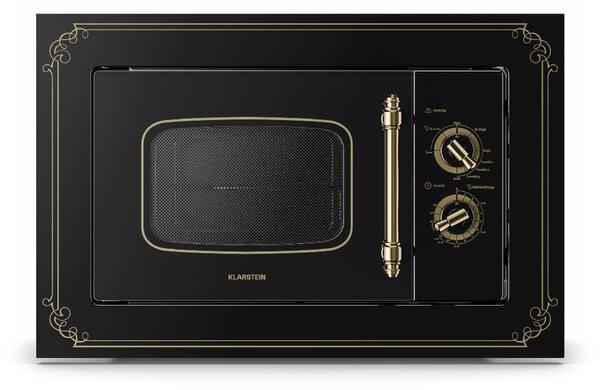 Klarstein Victoria 20, ugradbena mikrovalna pećnica, 20 l, 800 W, roštilj: 1000 W, crna
