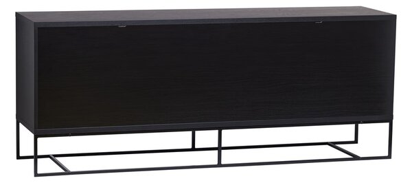 Crna niska komoda u dekoru hrasta 188x75 cm Ende - Woodman