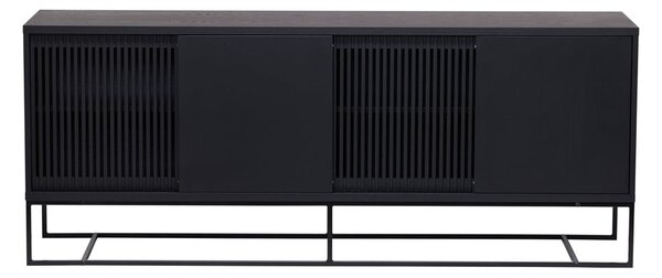 Crna niska komoda u dekoru hrasta 188x75 cm Ende - Woodman