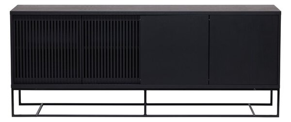 Crna niska komoda u dekoru hrasta 188x75 cm Ende - Woodman