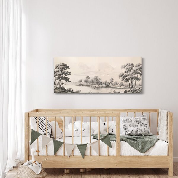 Slika - Vintage pejzažni crtež (120x50 cm)