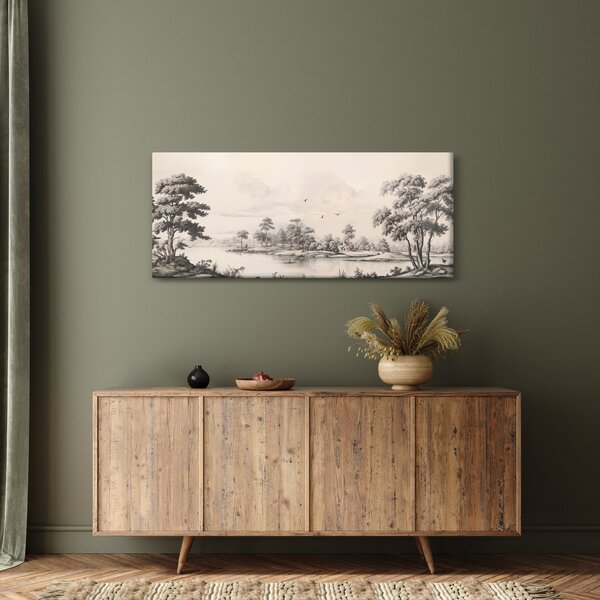Slika - Vintage pejzažni crtež (120x50 cm)