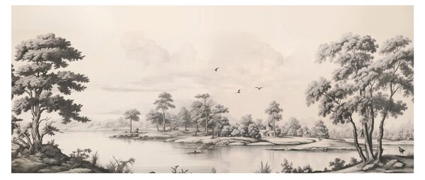 Slika - Vintage pejzažni crtež (120x50 cm)