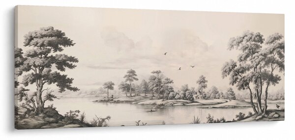 Slika - Vintage pejzažni crtež (120x50 cm)