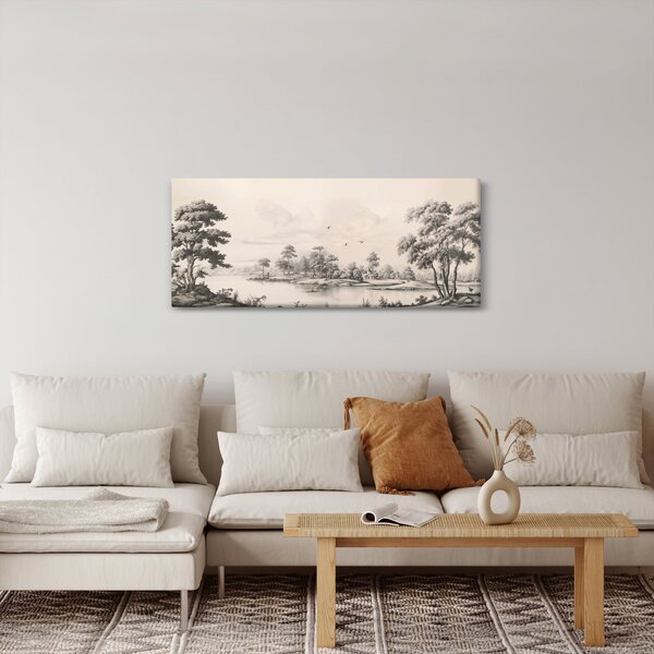 Slika - Vintage pejzažni crtež (120x50 cm)