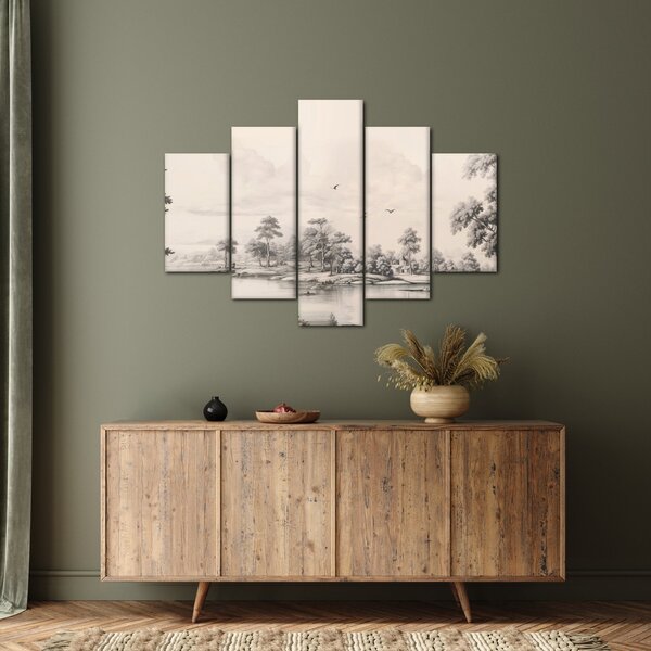 Slika - Vintage pejzažni crtež (150x105 cm)