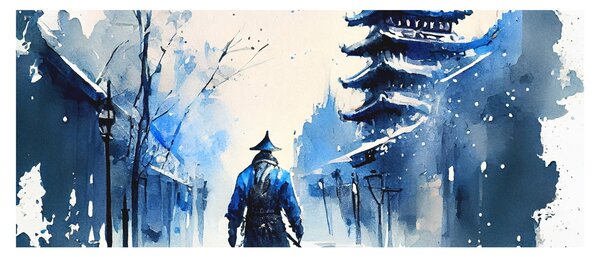 Slika - Samuraj, akvarel (120x50 cm)