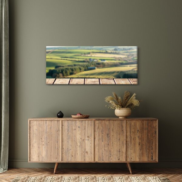 Slika - Drvena polica s pejzažom (120x50 cm)