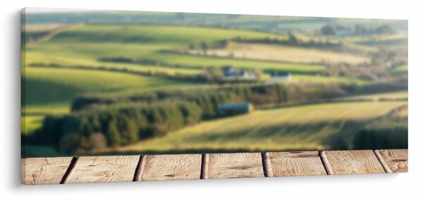 Slika - Drvena polica s pejzažom (120x50 cm)