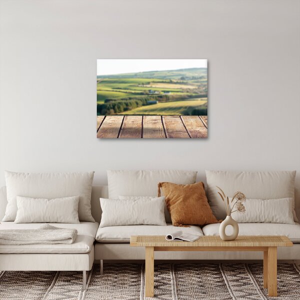 Slika - Drvena polica s pejzažom (70x50 cm)