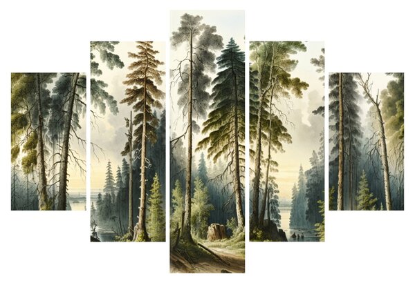 Slika - Vintage pejzaž šuma (150x105 cm)