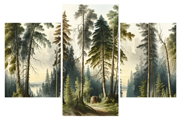Slika - Vintage pejzaž šuma (90x60 cm)