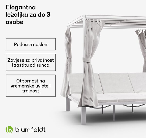 Blumfeldt Eremitage Triple ležaljka za tri osobe, s krovićem, za do 3 osobe, aluminijska konstrukcija, otporna na vremenske uvjete