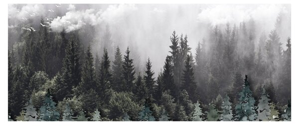 Slika - Šuma s ilustriranim elementima (120x50 cm)