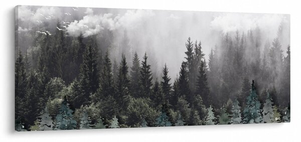 Slika - Šuma s ilustriranim elementima (120x50 cm)