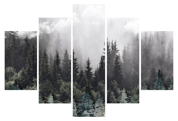 Slika - Šuma s ilustriranim elementima (150x105 cm)