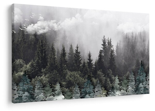 Slika - Šuma s ilustriranim elementima (90x60 cm)