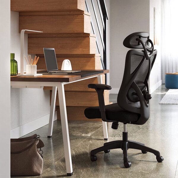 Uredska stolica s naslonom za glavu MAGNUS, max. 150 kg, crna SongmicsHome