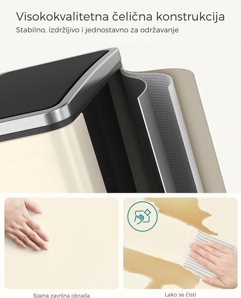 Kanta za odvajanje otpada SORT 30l (2×15l), bež/srebrna/crna SongmicsHome