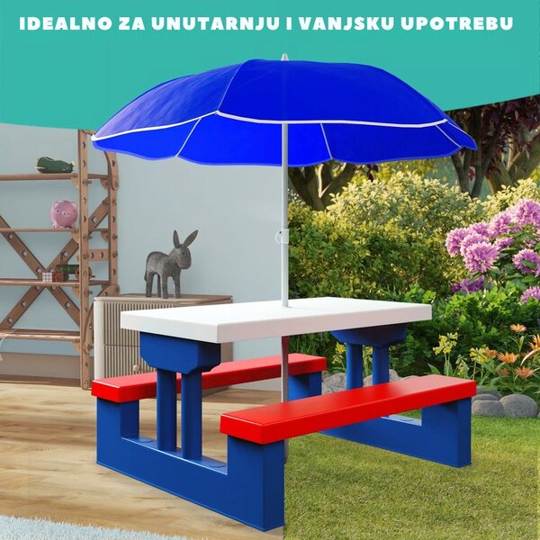 Dječji set za sjedenje sa suncobranom JASMIN, 67x78,5x42,5 cm, plava/bijela/crvena Spielwerk