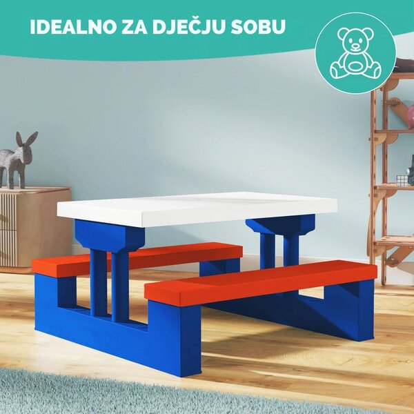 Dječji set za sjedenje sa suncobranom JASMIN, 67x78,5x42,5 cm, plava/bijela/crvena Spielwerk