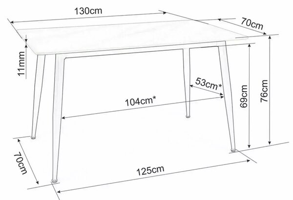 Blagovaonski stol TALVEN s keramičkom travertin pločom 130x70 cm, travertin/kašmir