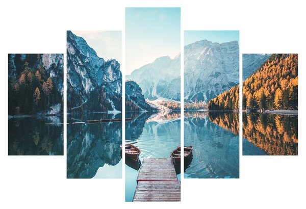 Slika - Čamci na jezeru Braies (150x105 cm)