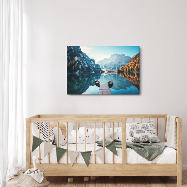 Slika - Čamci na jezeru Braies (90x60 cm)