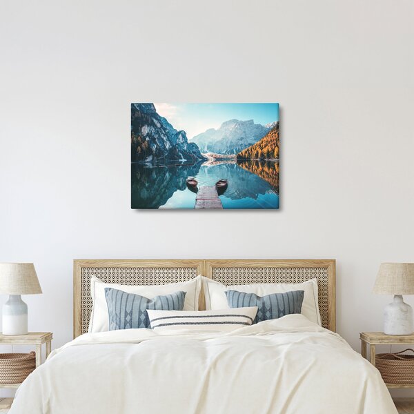 Slika - Čamci na jezeru Braies (70x50 cm)