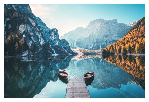 Slika - Čamci na jezeru Braies (90x60 cm)