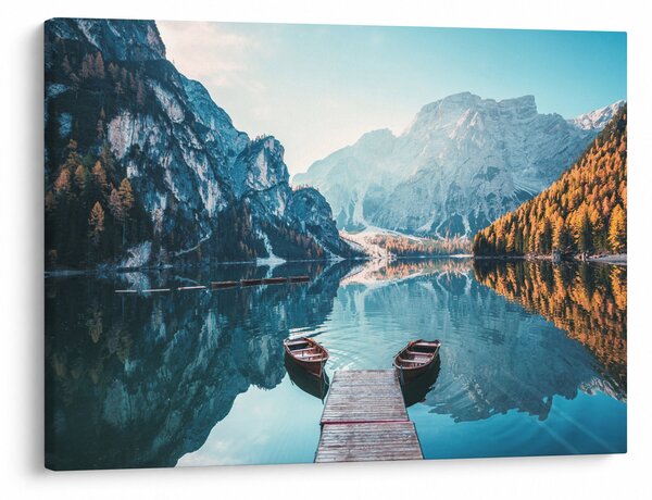 Slika - Čamci na jezeru Braies (70x50 cm)