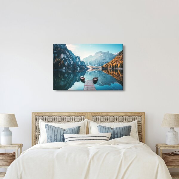 Slika - Čamci na jezeru Braies (90x60 cm)