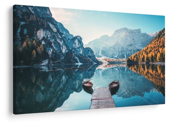 Slika - Čamci na jezeru Braies (90x60 cm)