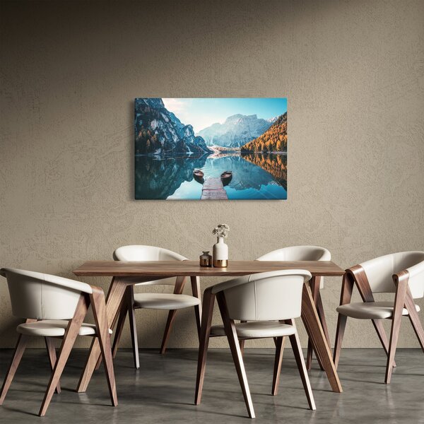 Slika - Čamci na jezeru Braies (90x60 cm)