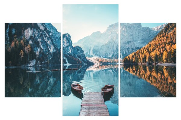 Slika - Čamci na jezeru Braies (90x60 cm)