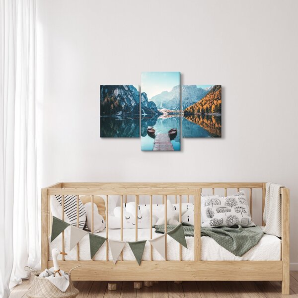 Slika - Čamci na jezeru Braies (90x60 cm)