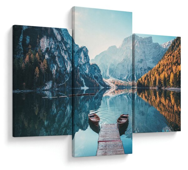 Slika - Čamci na jezeru Braies (90x60 cm)