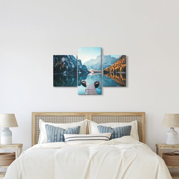Slika - Čamci na jezeru Braies (90x60 cm)