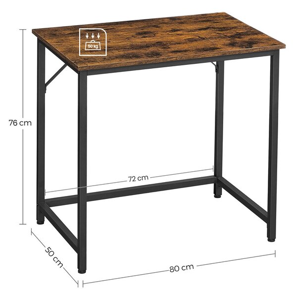 Radni stol URBAN u industrijskom stilu, 80x50x75 cm, smeđa/crna Vasagle