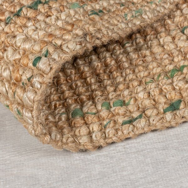 Zelena/u prirodnoj boji obostrana/ručno rađena jutena staza 60x230 cm Jute Boucle Green – Flair Rugs